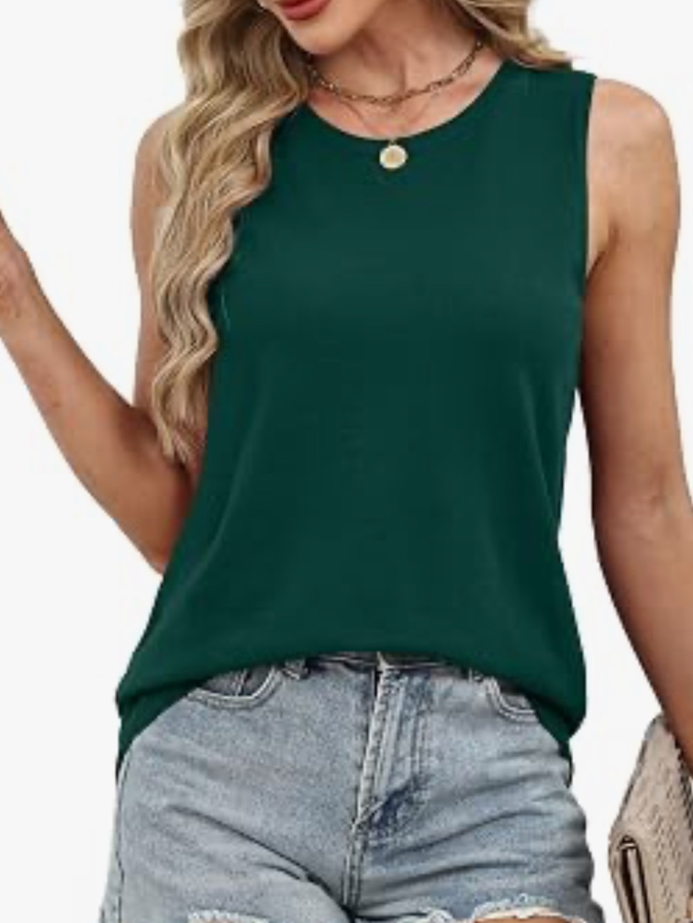 Sleeveless Dark Green Tank Top for Women - Classic Summer Layering